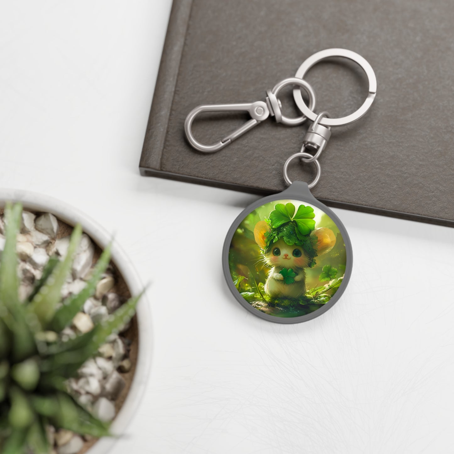Saint Patrick's Day Clover Mouse Keyring Tag