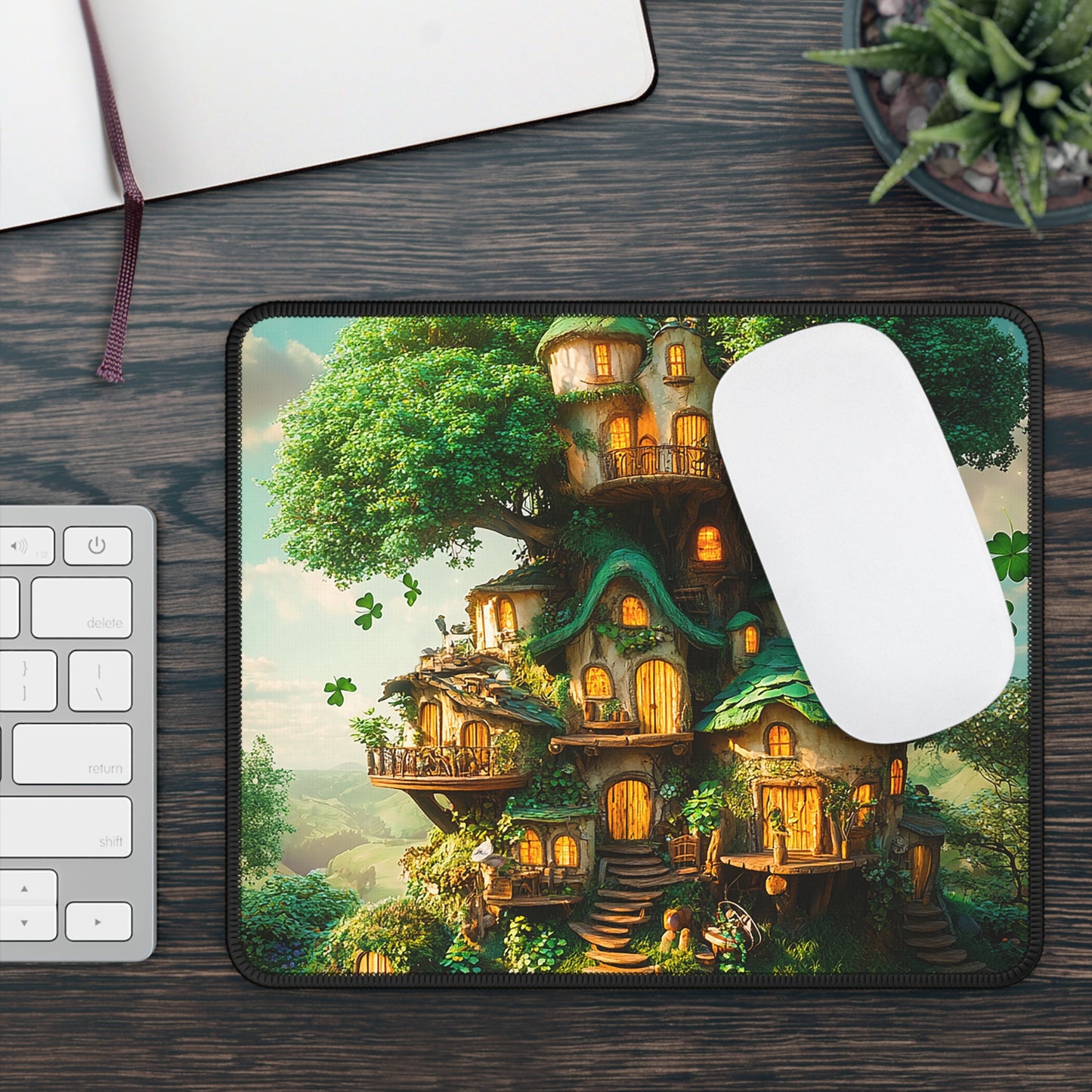 Saint Patrick's Day Mystical Leprechaun Treehouse Gaming Mouse Pad