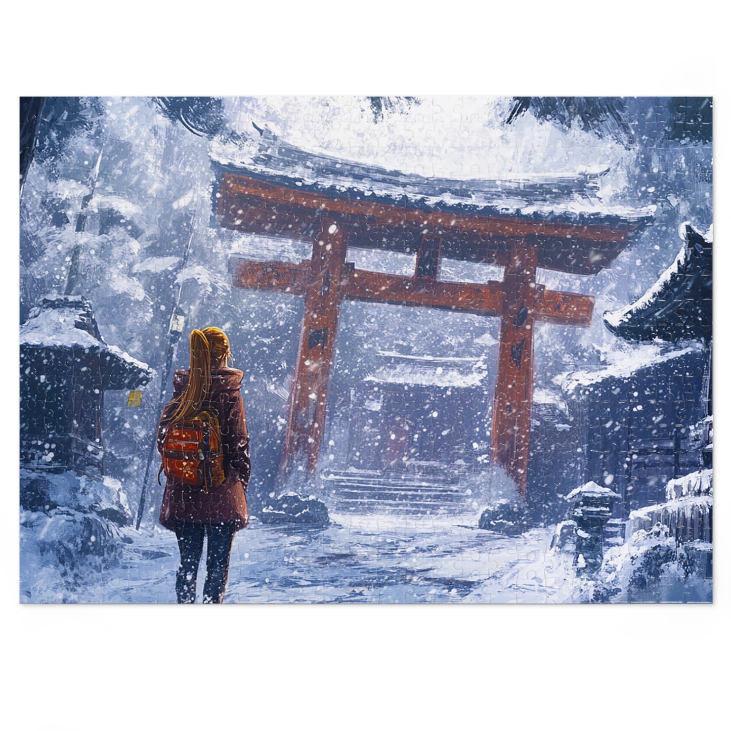 Dark Fantasy Snowy Tori Gate Jigsaw Puzzle (30, 110, 252, 500,1000-Piece)