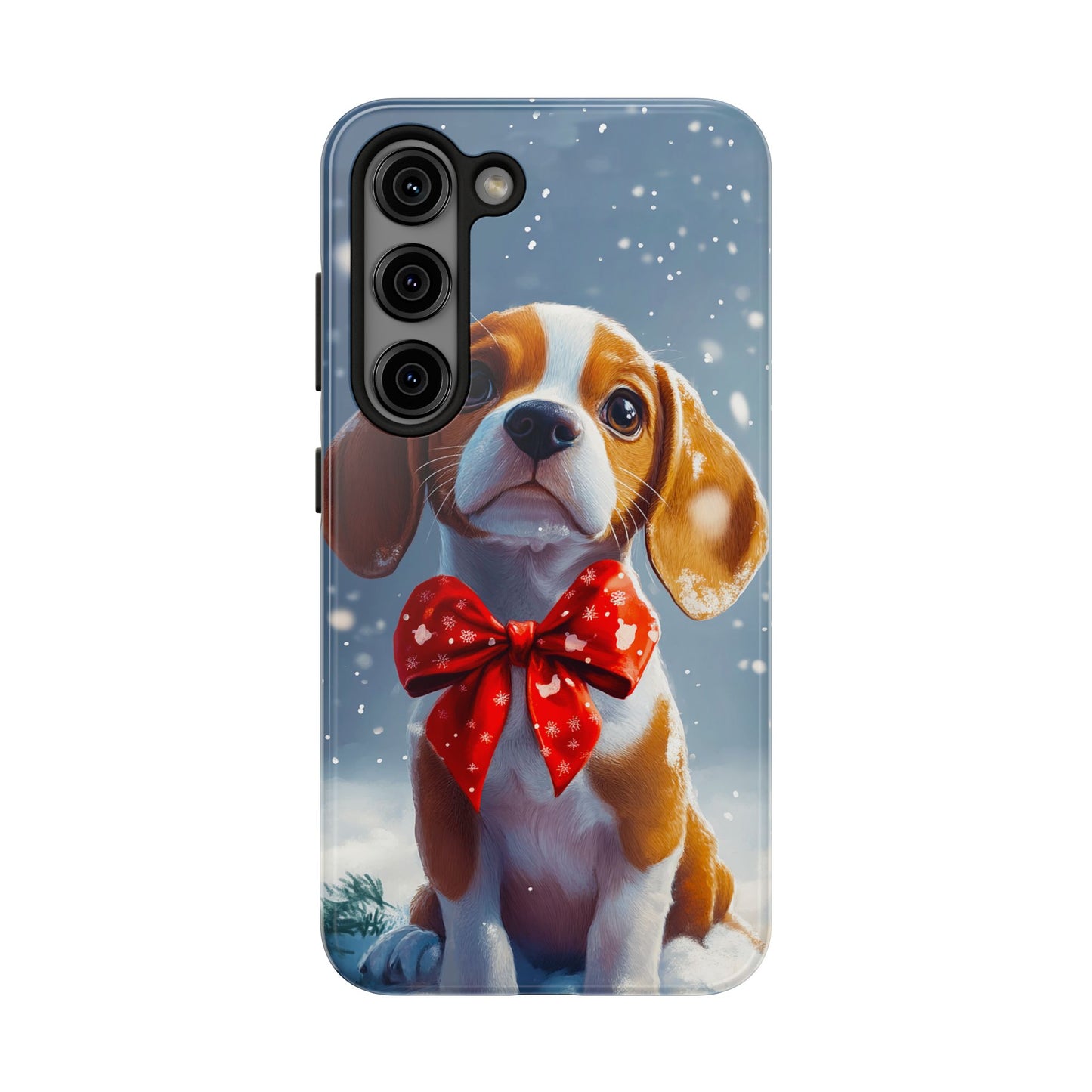 Snowy Cute Christmas Beagle Tough Phone Cases