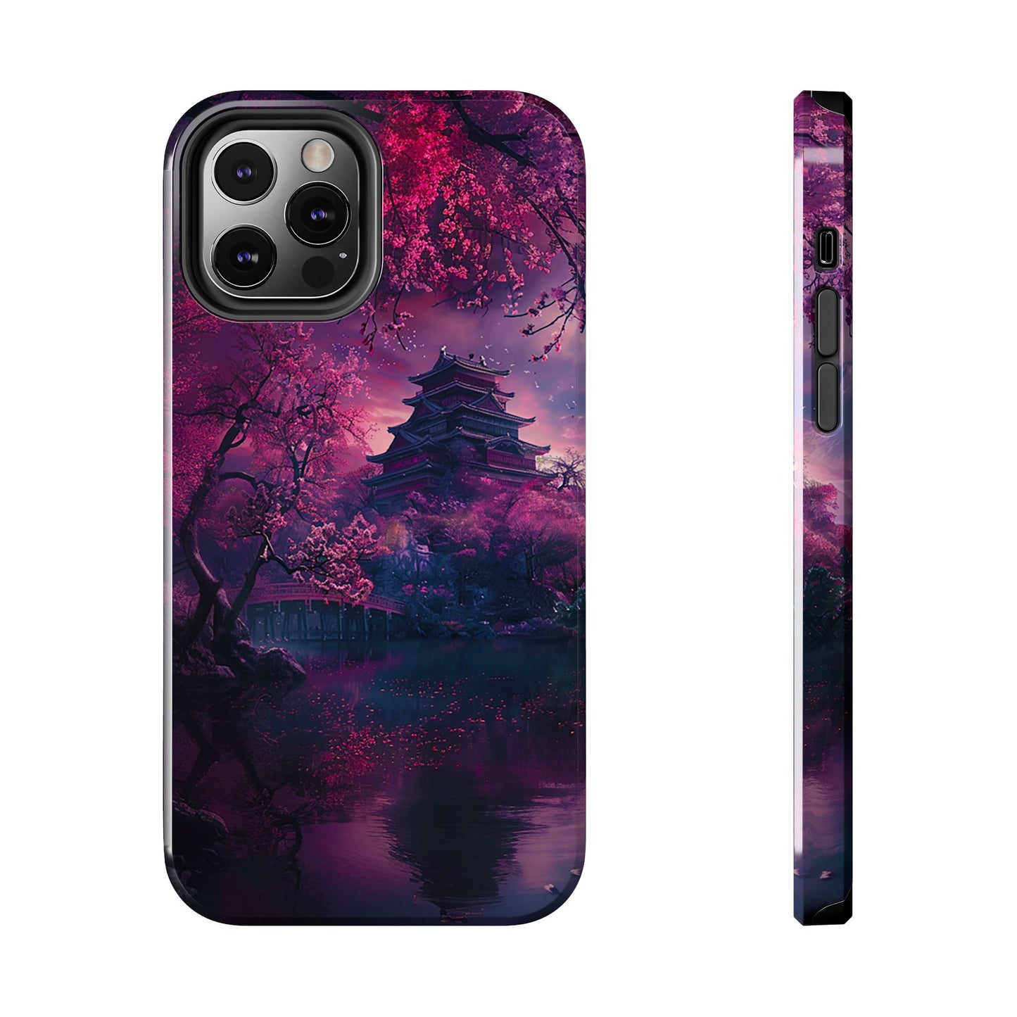 Japanese Cherry Blossum Castle Tough Phone Case iPhone Android