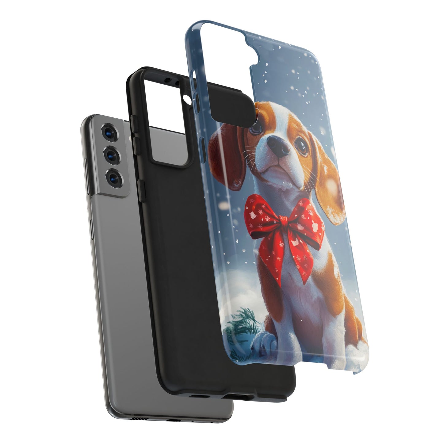 Snowy Cute Christmas Beagle Tough Phone Cases