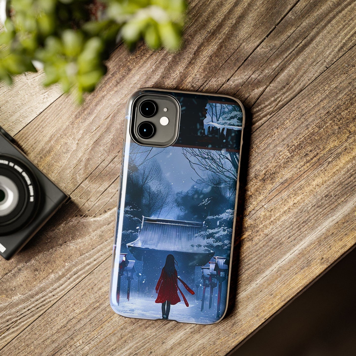 Japanese Snowy Shinto Shrine Girl Tough Phone Cases iPhone Android