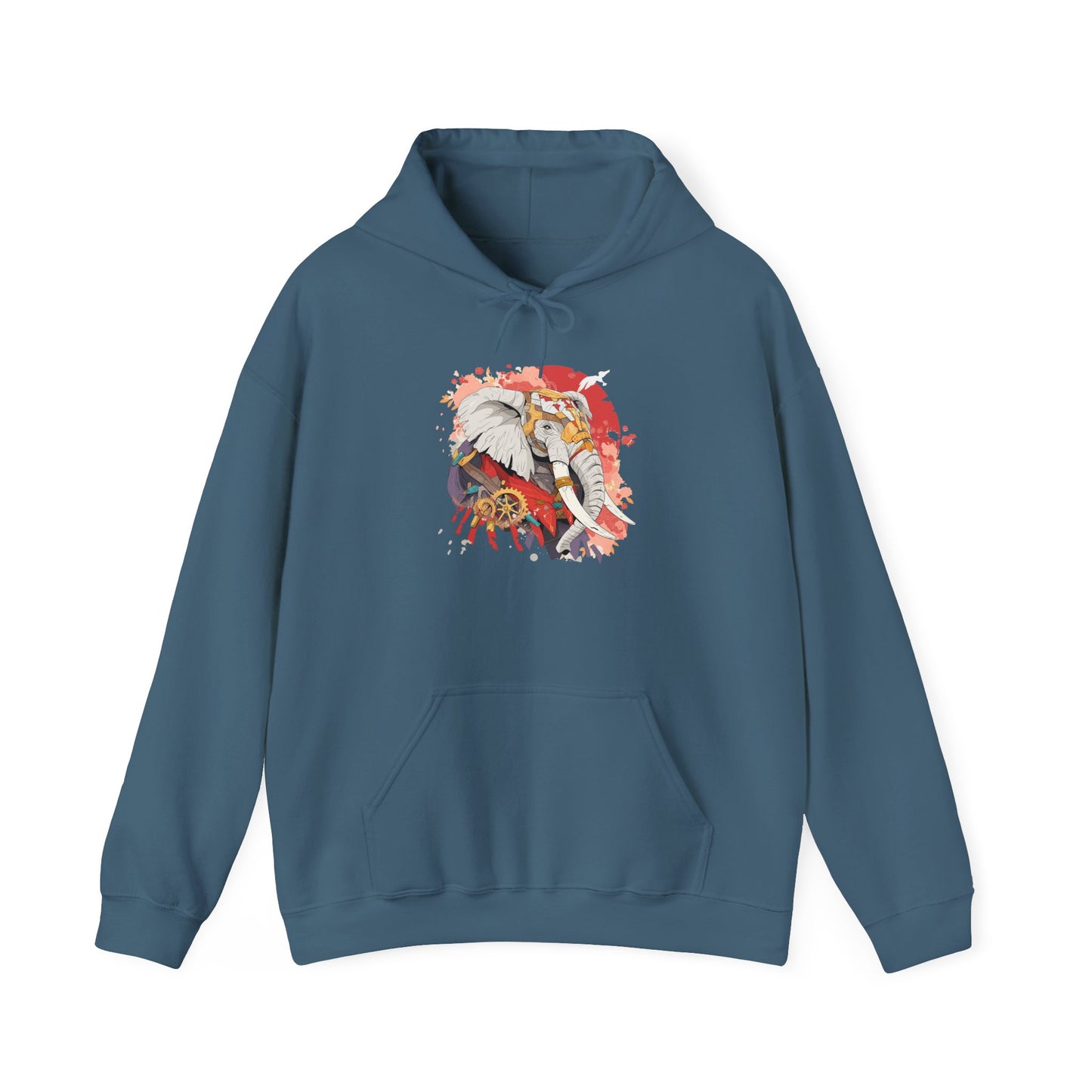 Steampunk Japanese Flowers Elephant Unisex Heavy Blend™ Hooded Sweatshirt