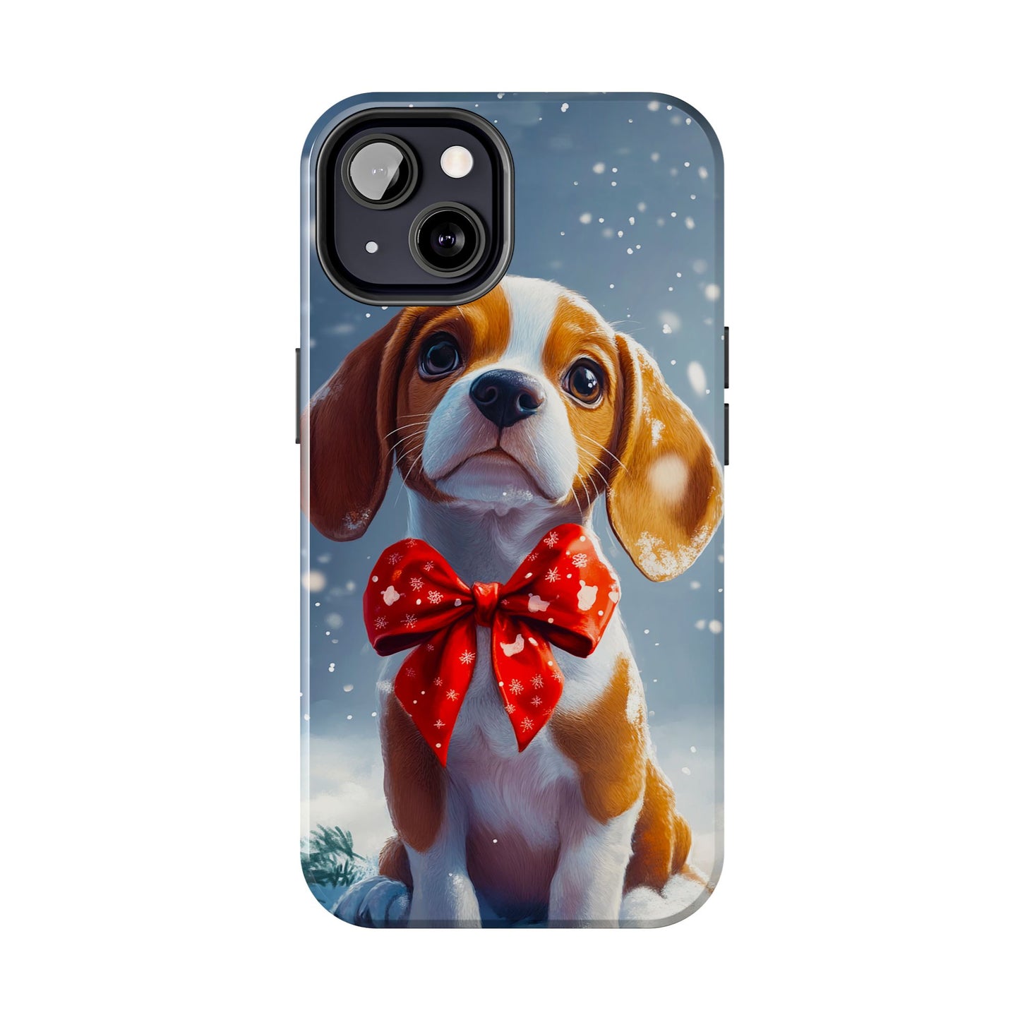 Snowy Cute Christmas Beagle Tough Phone Cases