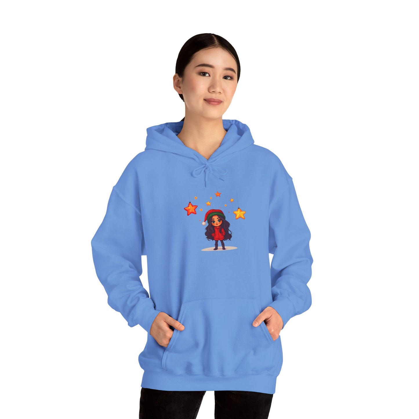 Cute Christmas Starry Ornaments Girl Unisex Heavy Blend™ Hooded Sweatshirt