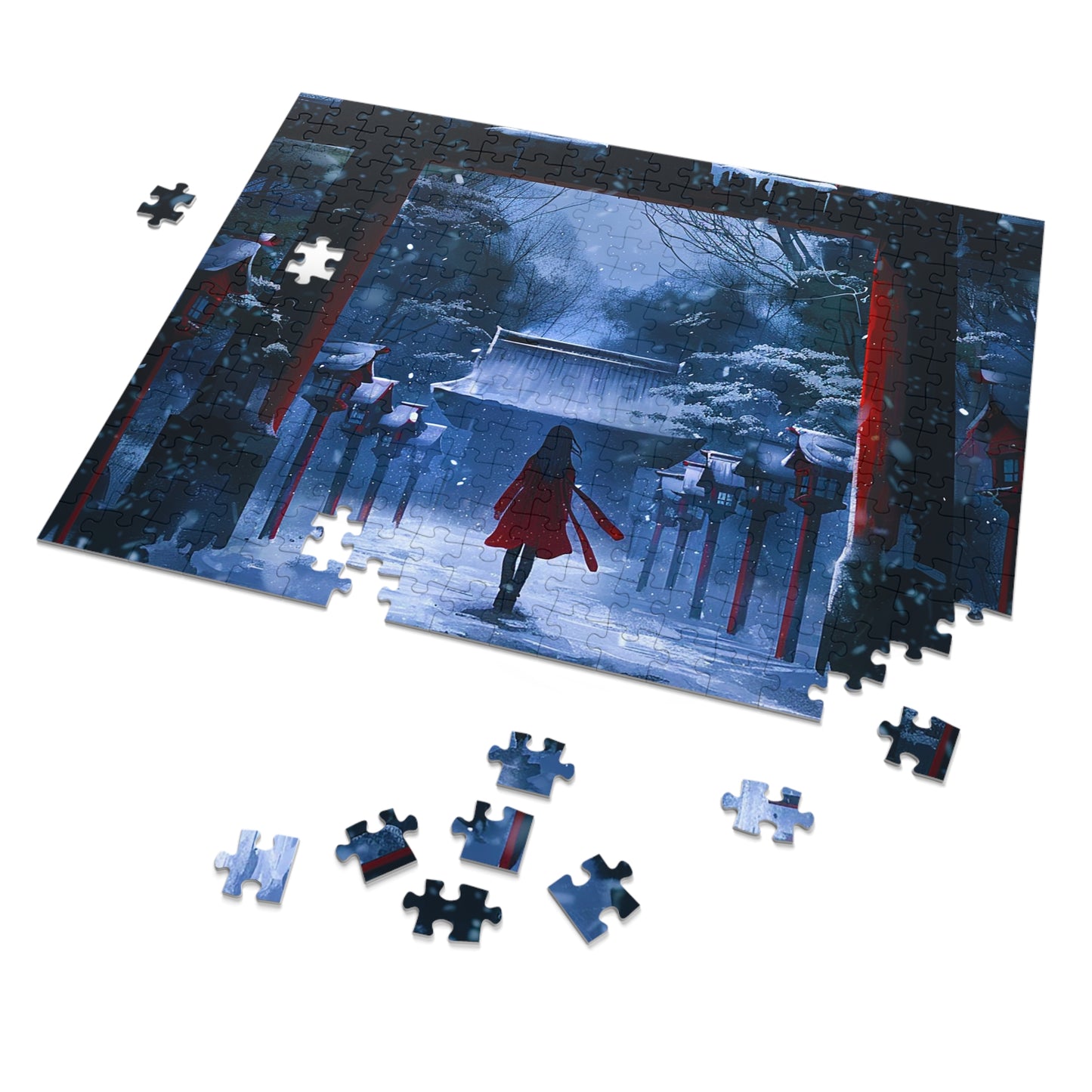 Japanese Snowy Shinto Shrine Girl Jigsaw Puzzle (30, 110, 252, 500,1000-Piece)
