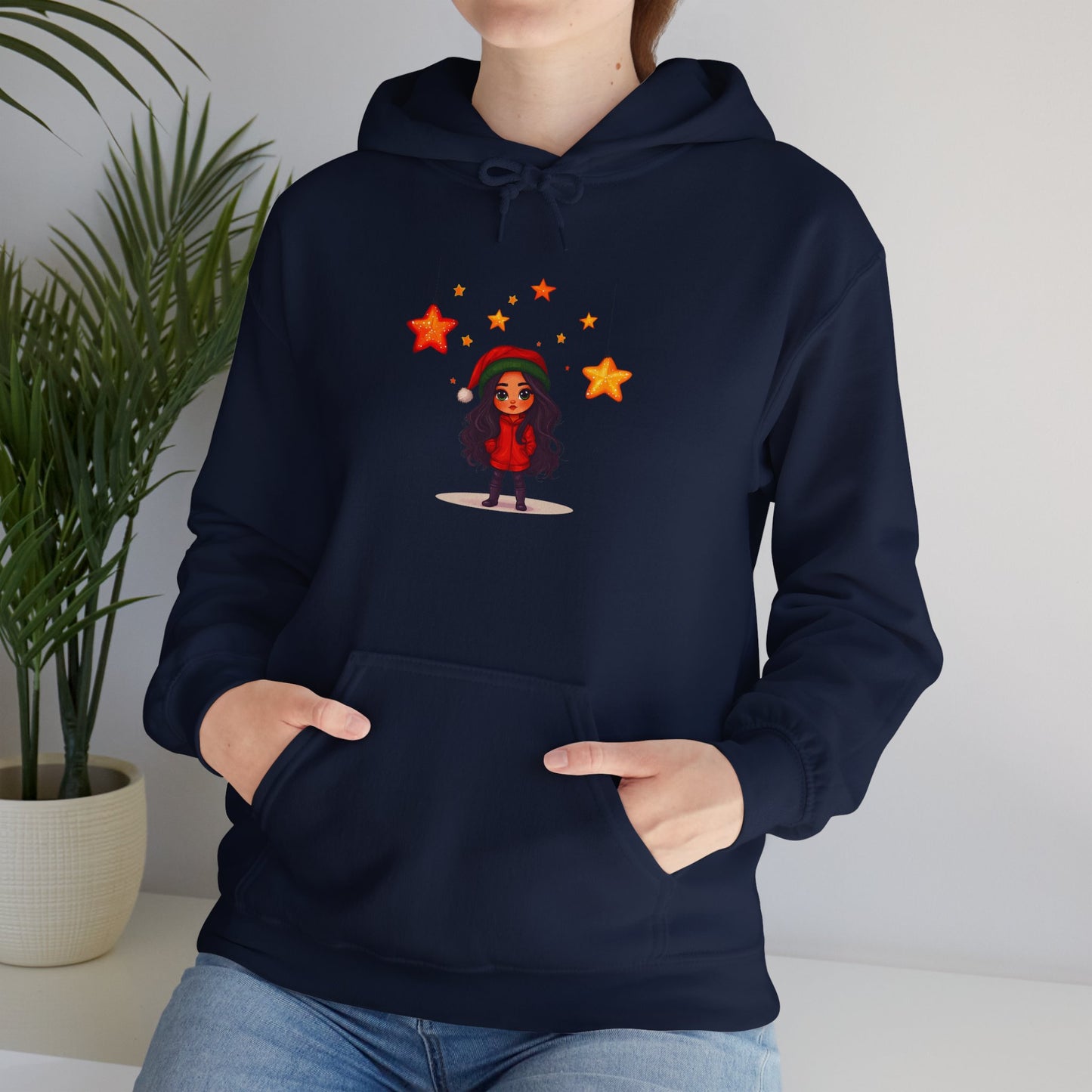 Cute Christmas Starry Ornaments Girl Unisex Heavy Blend™ Hooded Sweatshirt