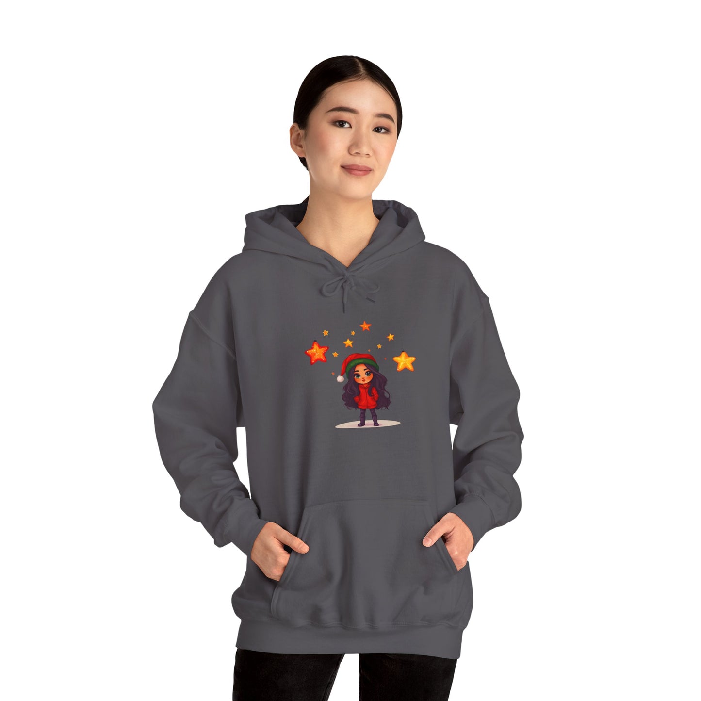 Cute Christmas Starry Ornaments Girl Unisex Heavy Blend™ Hooded Sweatshirt