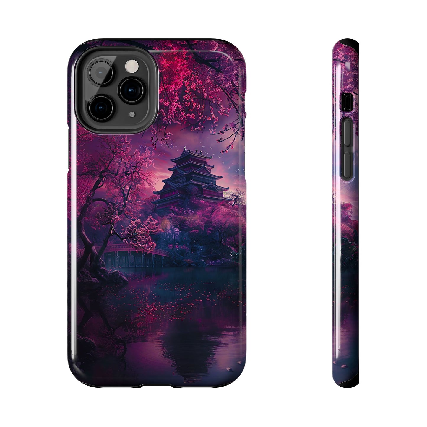 Japanese Cherry Blossum Castle Tough Phone Case iPhone Android