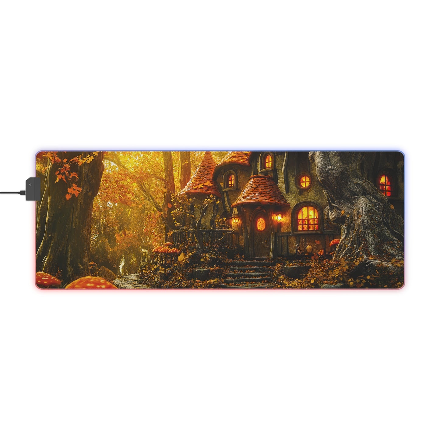 Autumn Forest Fantasy Inn LED Gaming Mouse Pad