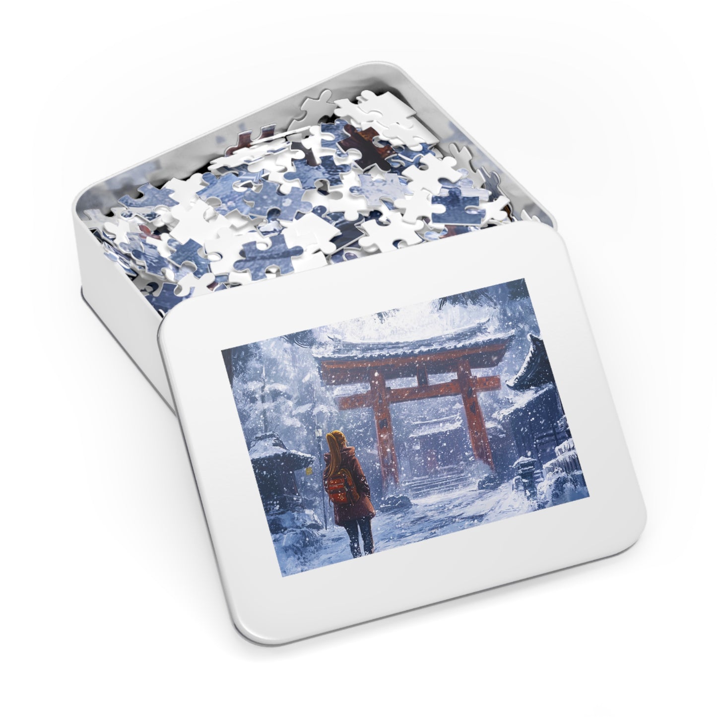 Dark Fantasy Snowy Tori Gate Jigsaw Puzzle (30, 110, 252, 500,1000-Piece)