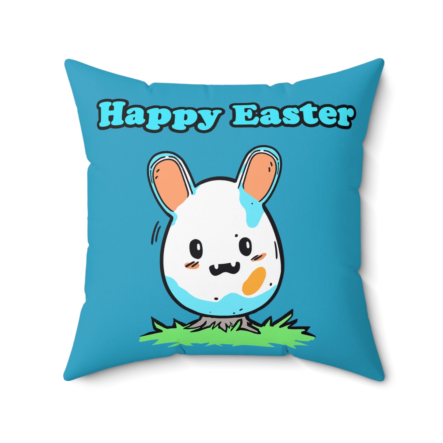 Happy Easter Playful Spun Polyester Square Pillow - Cute & Silly Bunny Egg Design