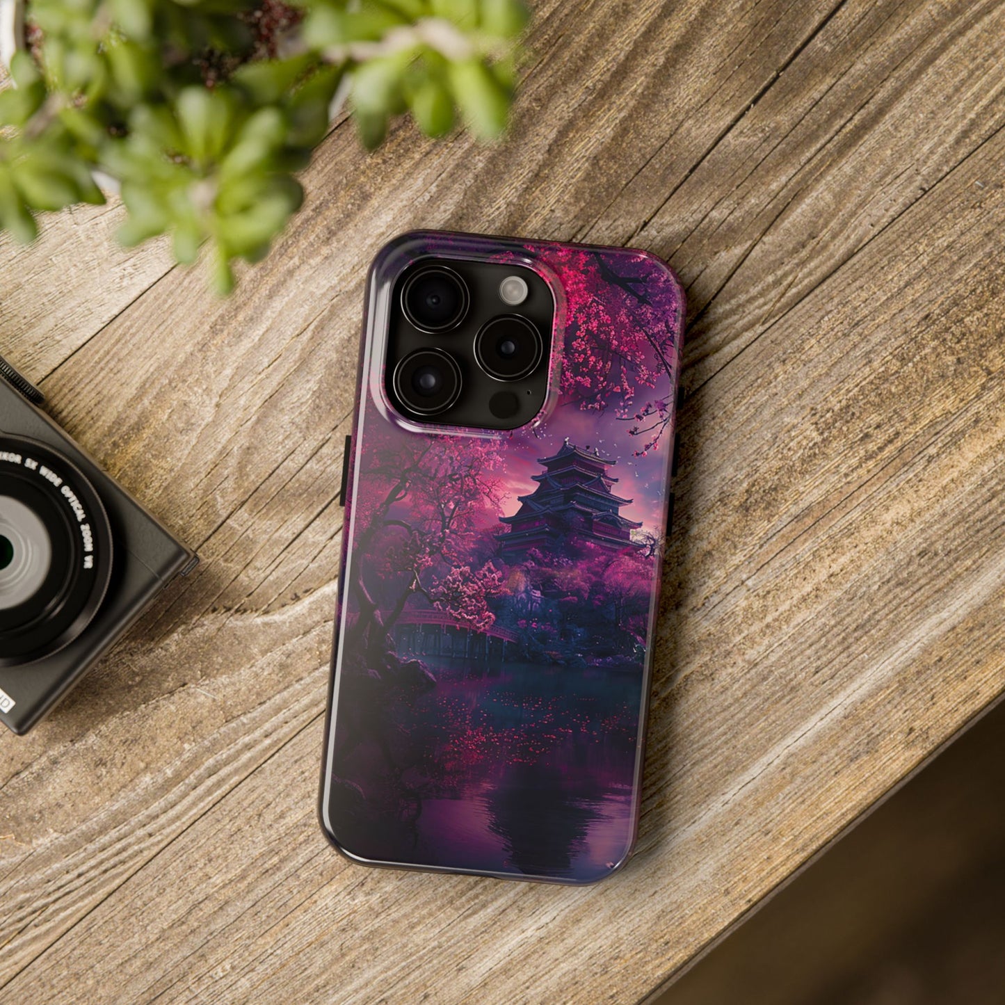 Japanese Cherry Blossum Castle Tough Phone Case iPhone Android