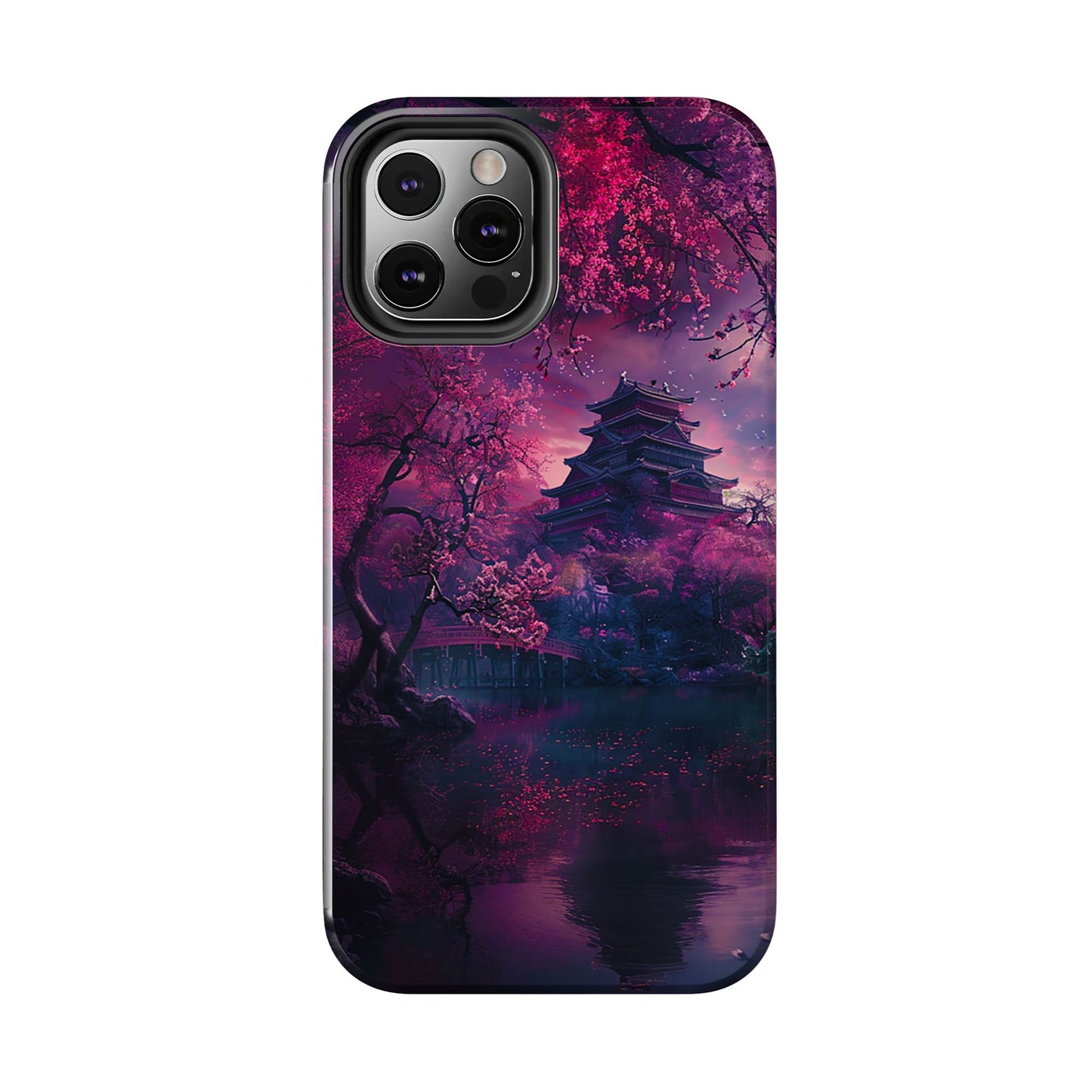 Japanese Cherry Blossum Castle Tough Phone Case iPhone Android