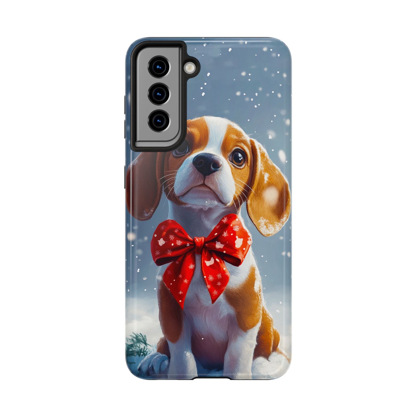Snowy Cute Christmas Beagle Tough Phone Cases