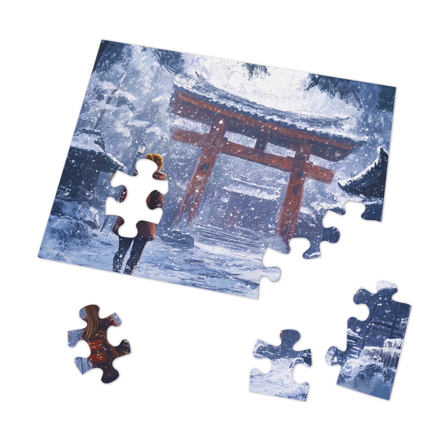 Dark Fantasy Snowy Tori Gate Jigsaw Puzzle (30, 110, 252, 500,1000-Piece)