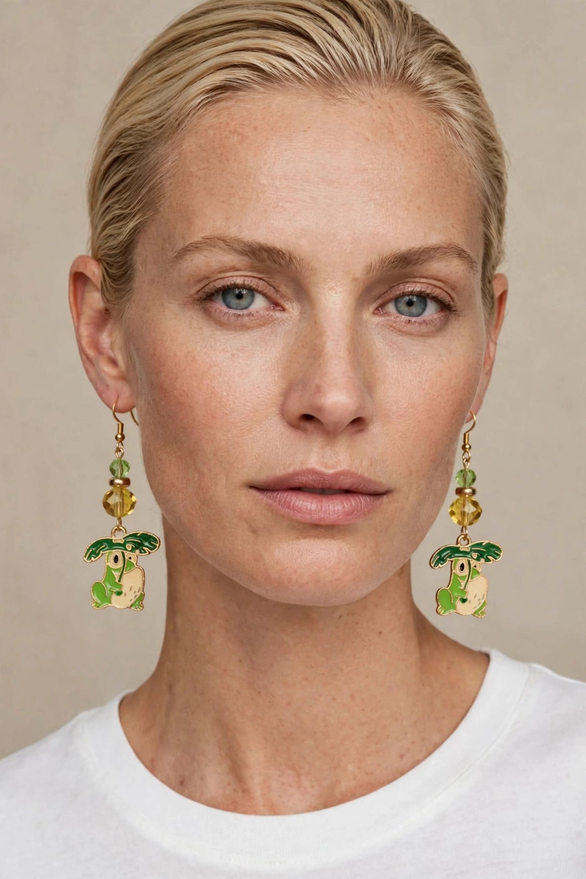 Lily Pad Frog Enamel Earrings - Cute Quirky Dangle Jewelry