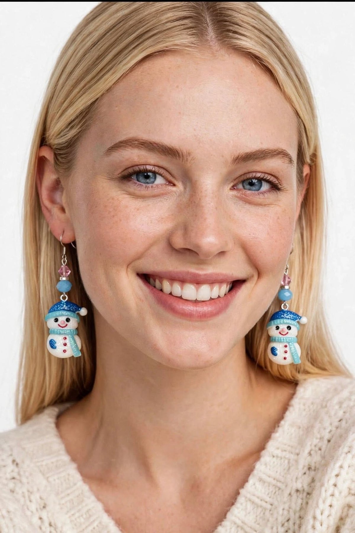 Festive Cute Snowman Earrings - Winter Holiday Clay & Resin Dangle Jewelry