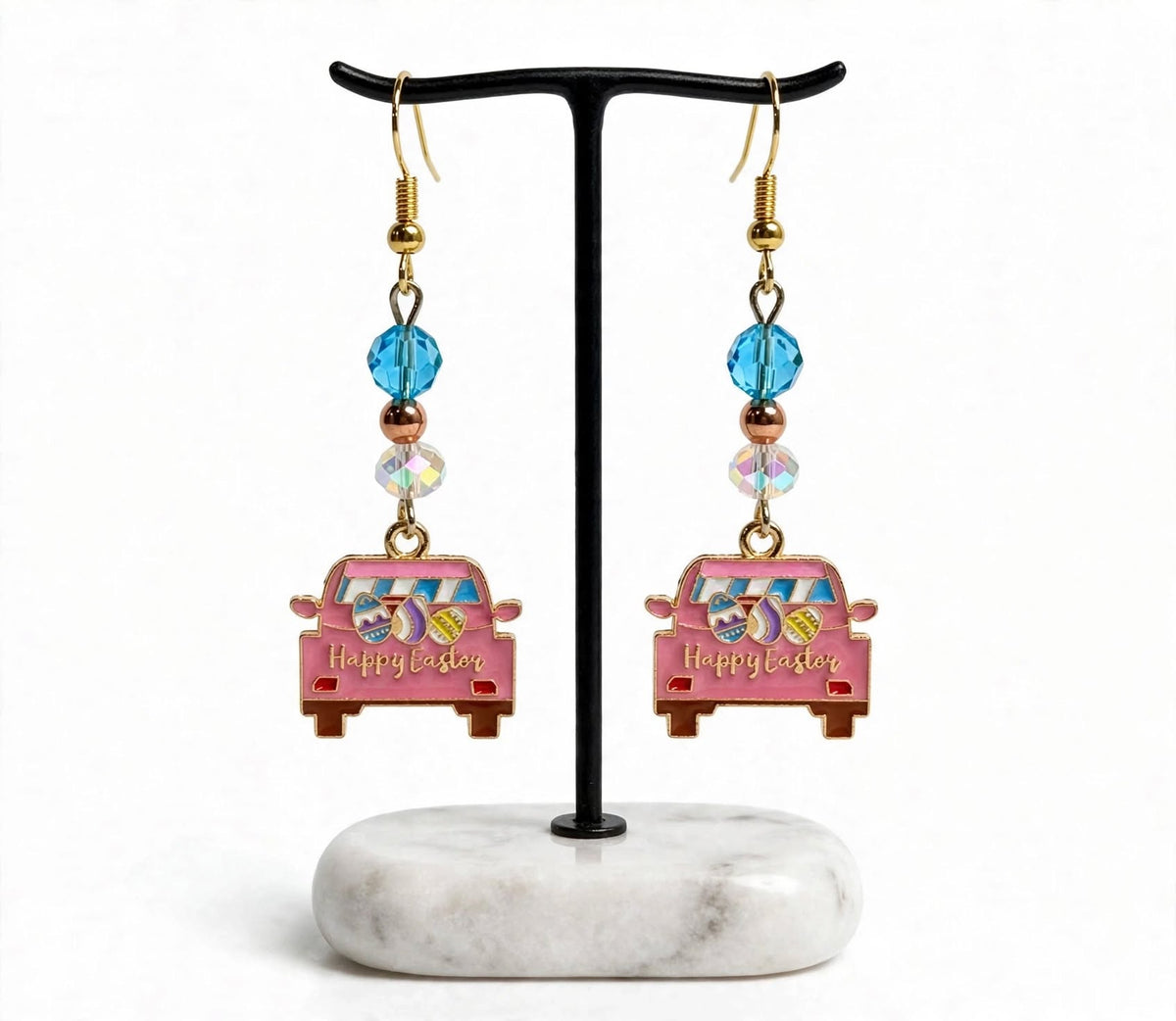 Happy Easter Van Enamel Charm Earrings - Dangle Jewelry