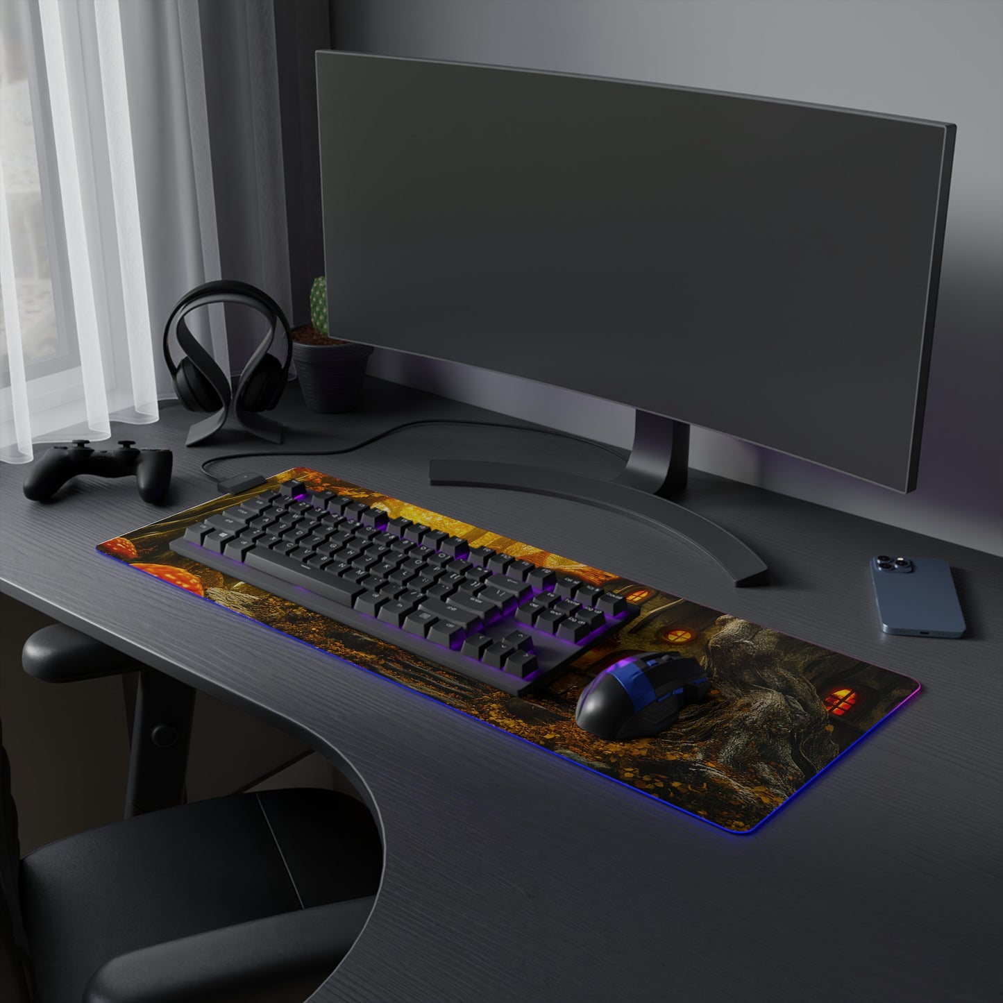Autumn Forest Fantasy Inn LED Gaming Mouse Pad