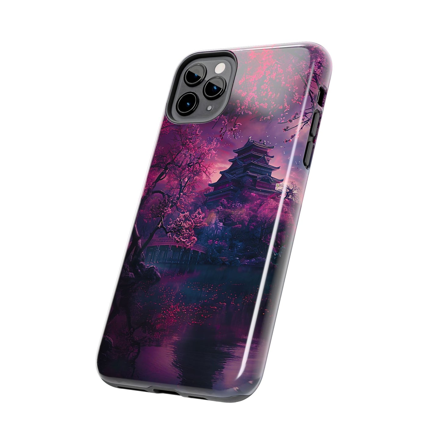 Japanese Cherry Blossum Castle Tough Phone Case iPhone Android
