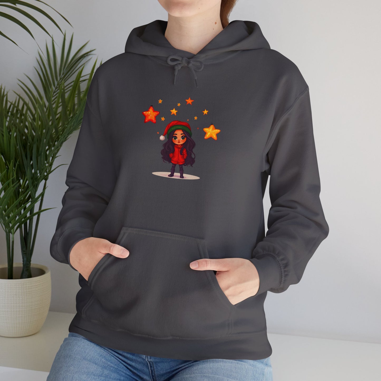 Cute Christmas Starry Ornaments Girl Unisex Heavy Blend™ Hooded Sweatshirt