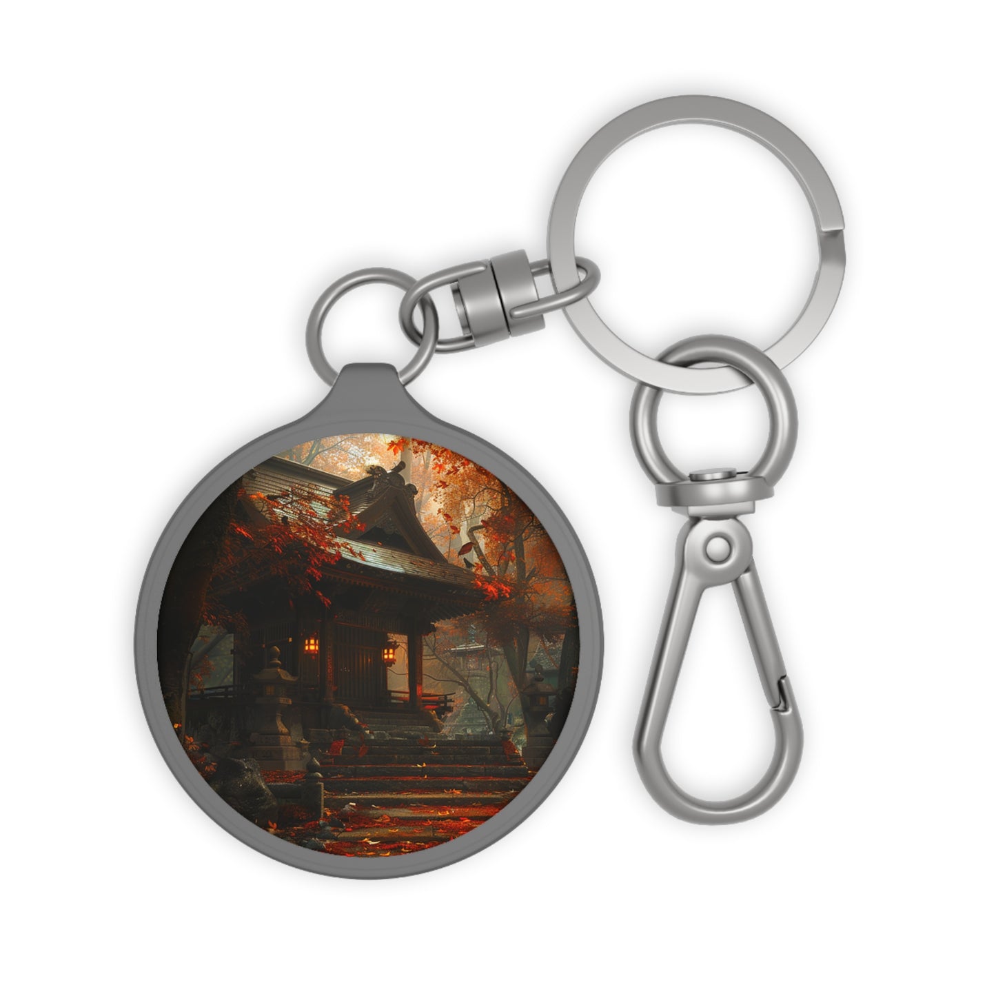 Japanese Autumn Shinto Shrine Keyring Tag