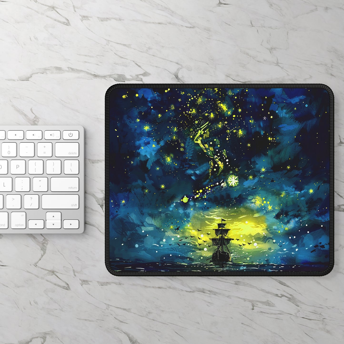 Starry Sky Lost Pirate Ship Gaming Mouse Pad