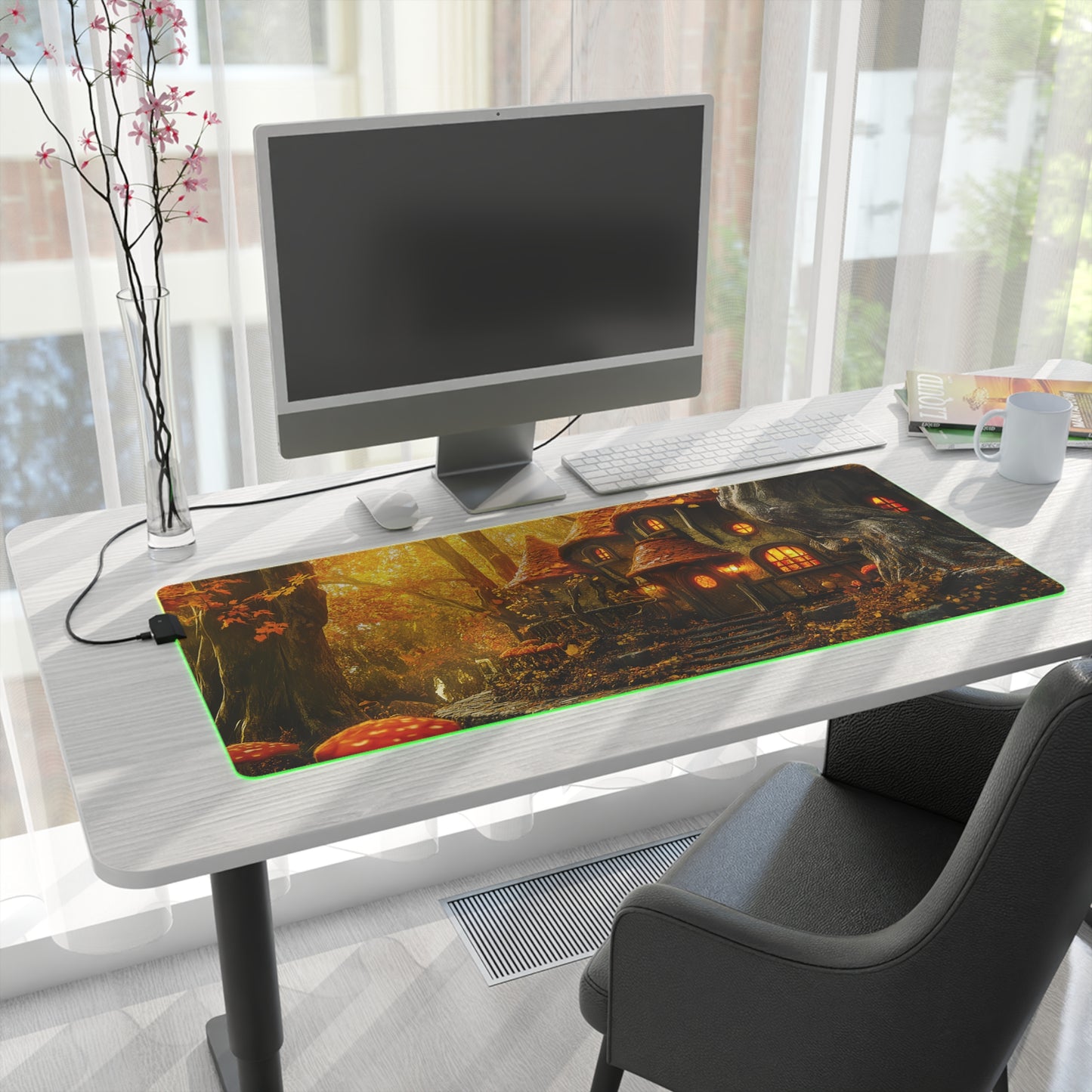 Autumn Forest Fantasy Inn LED Gaming Mouse Pad