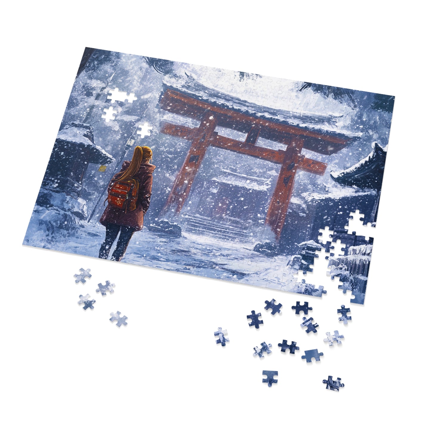 Dark Fantasy Snowy Tori Gate Jigsaw Puzzle (30, 110, 252, 500,1000-Piece)