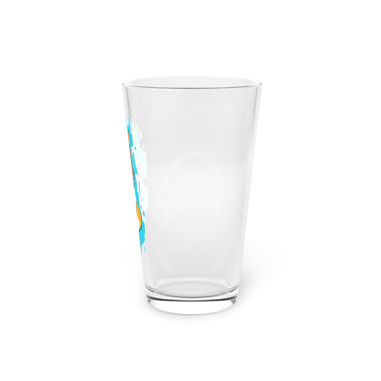 Charming Fox Girl - Cute & Sly Art on Light Blue Background - Anime Style - Pint Glass, 16oz