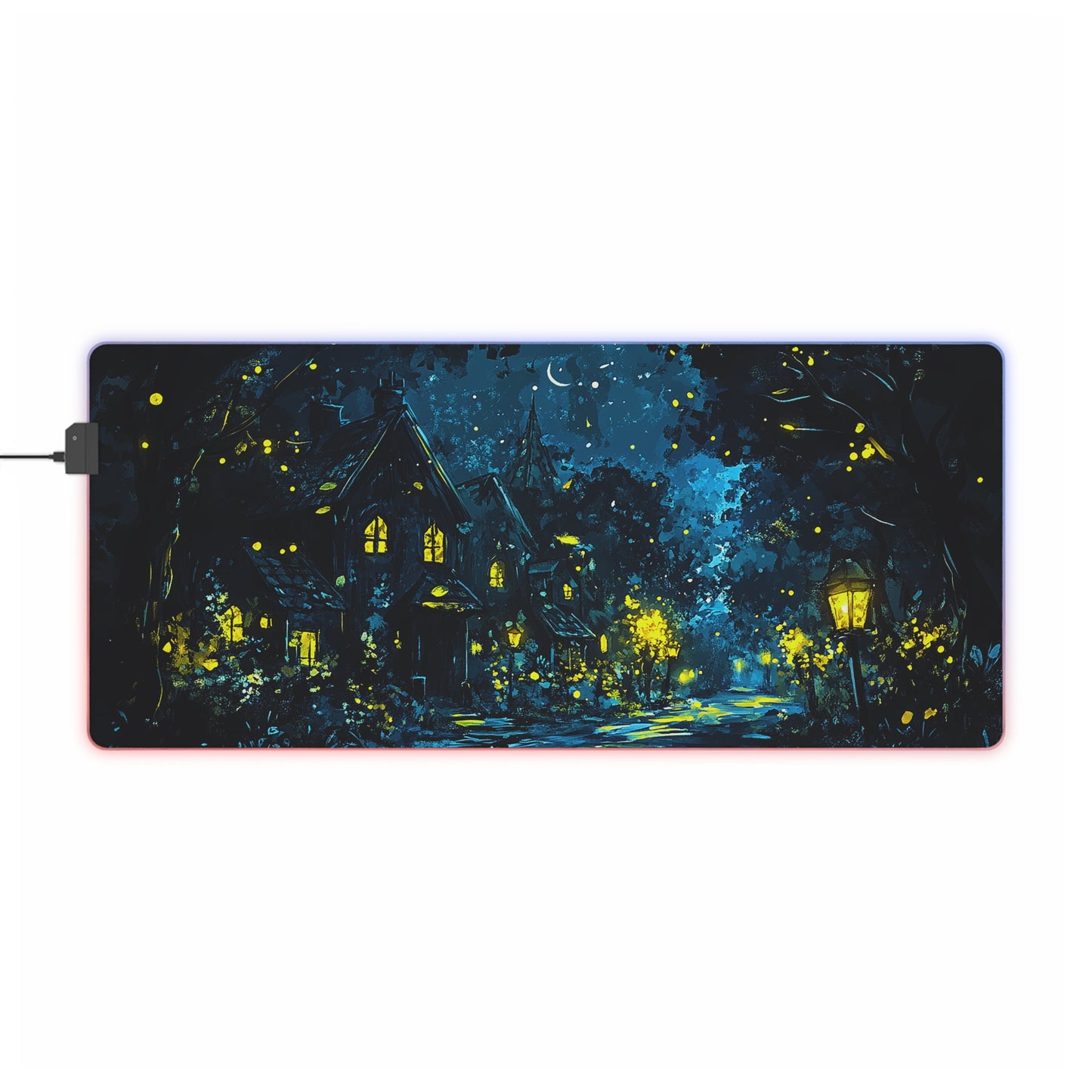 Fantasy Village Nighttime LED Gaming Mouse Pad