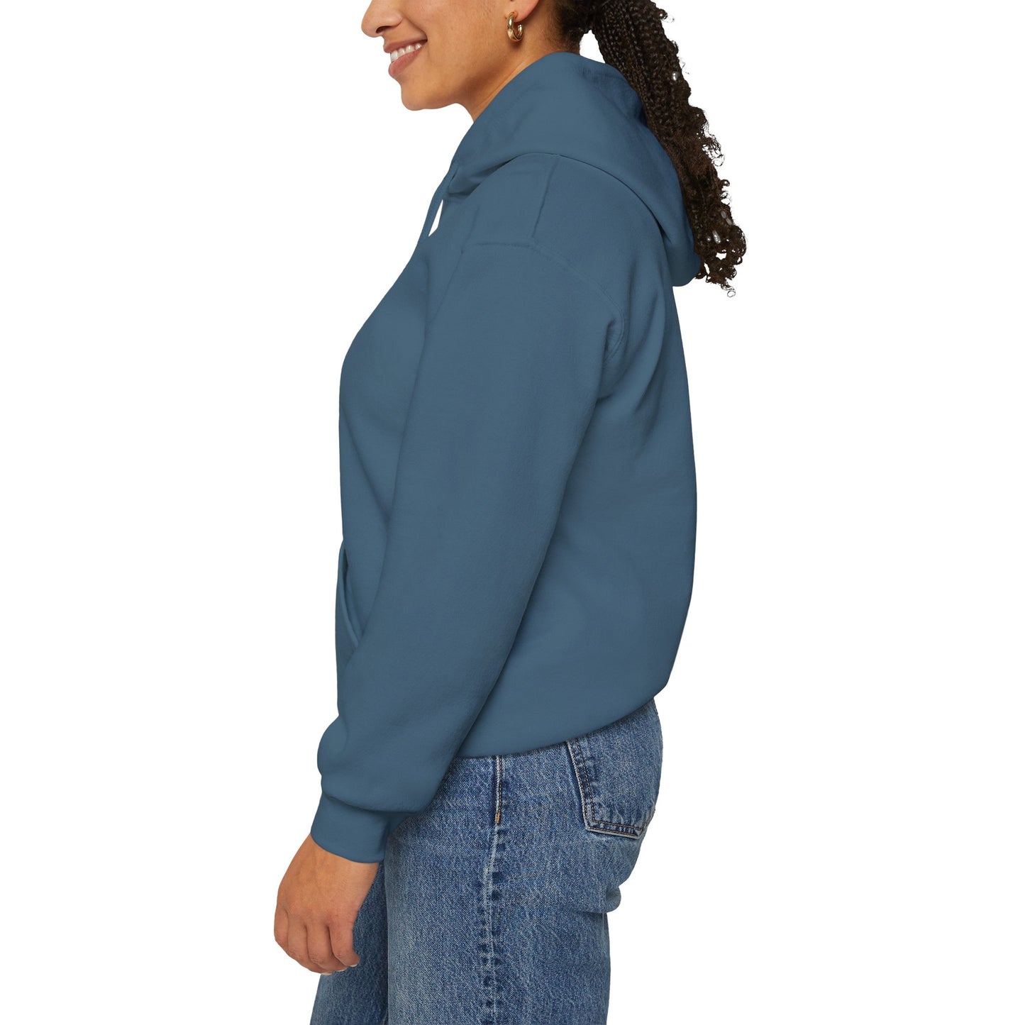 Anime Summer-Themed Unisex Heavy Blendâ„¢ Hooded Sweatshirt with Art of Girl & Coconut Tree under a Shooting Star - Warm Tropical Vibes