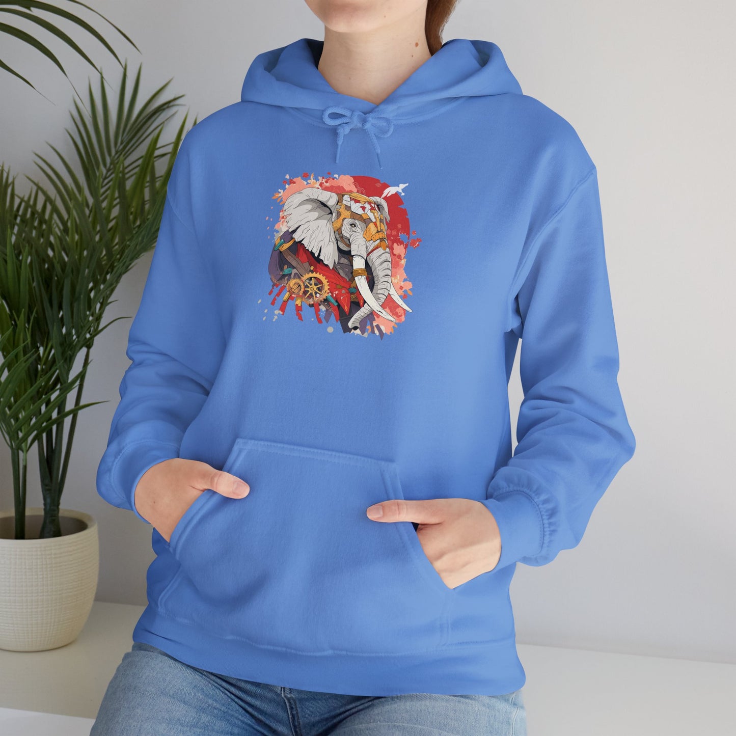 Steampunk Japanese Flowers Elephant Unisex Heavy Blend™ Hooded Sweatshirt
