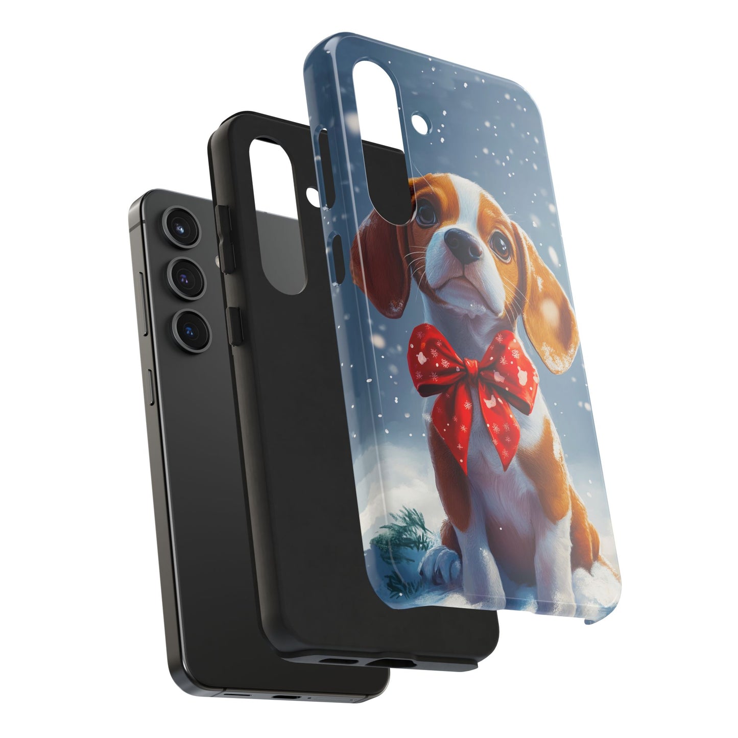 Snowy Cute Christmas Beagle Tough Phone Cases