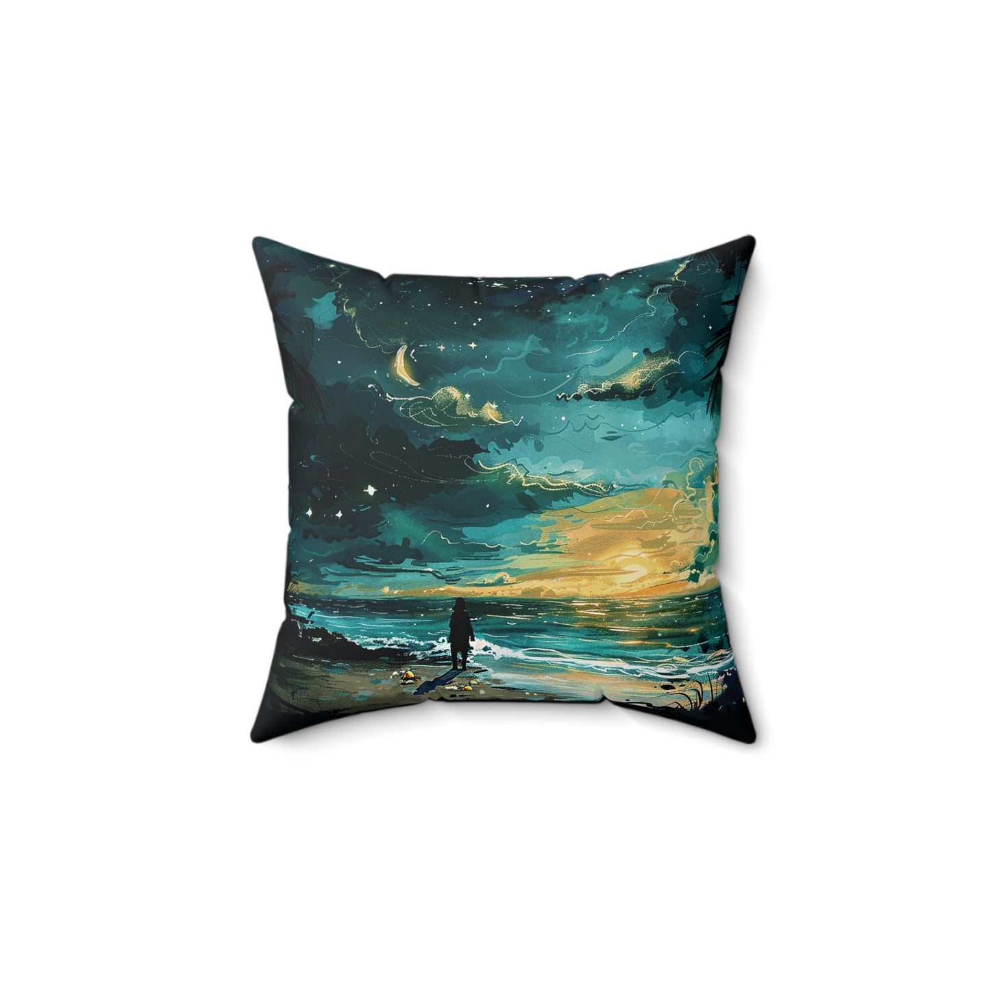 Faraway Warm Tropical Beach Polyester Square Pillow