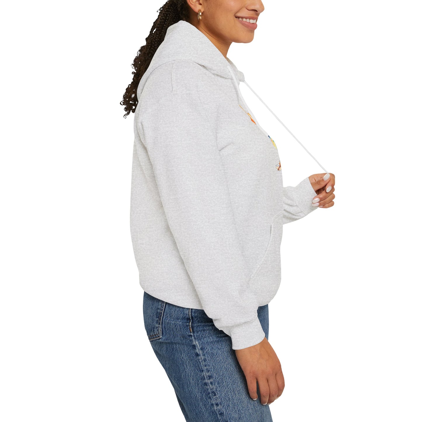Anime Summer-Themed Unisex Heavy Blendâ„¢ Hooded Sweatshirt with Art of Girl & Coconut Tree under a Shooting Star - Warm Tropical Vibes