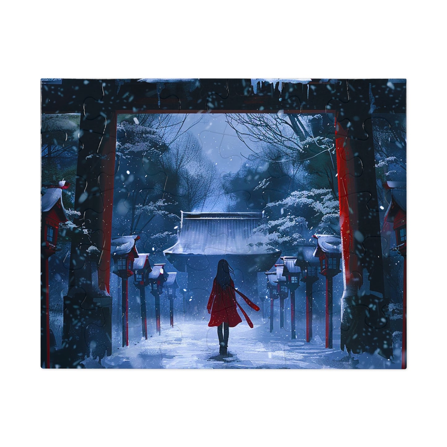Japanese Snowy Shinto Shrine Girl Jigsaw Puzzle (30, 110, 252, 500,1000-Piece)