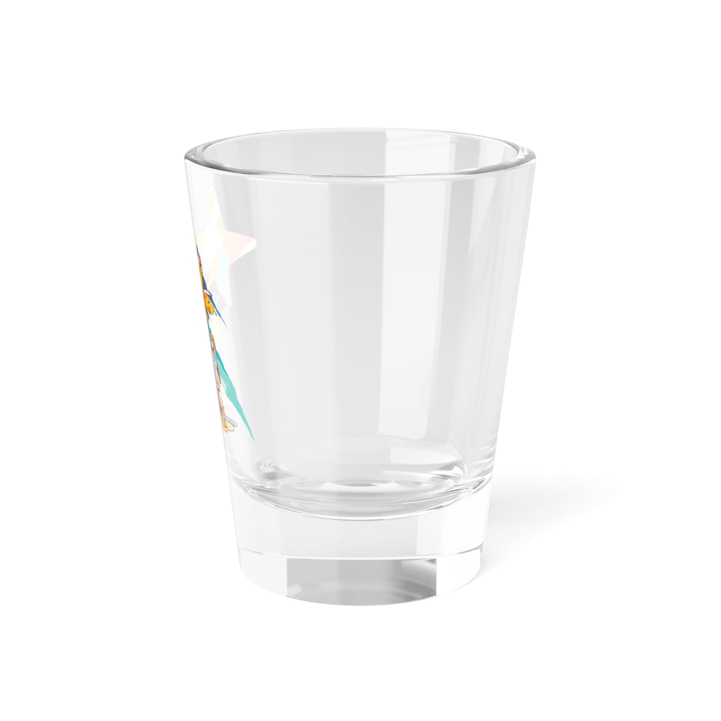 Anime Summer - Themed Shot Glass, 1.5oz with Art of Girl & Coconut Tree under a Shooting Star - Warm Tropical Vibes