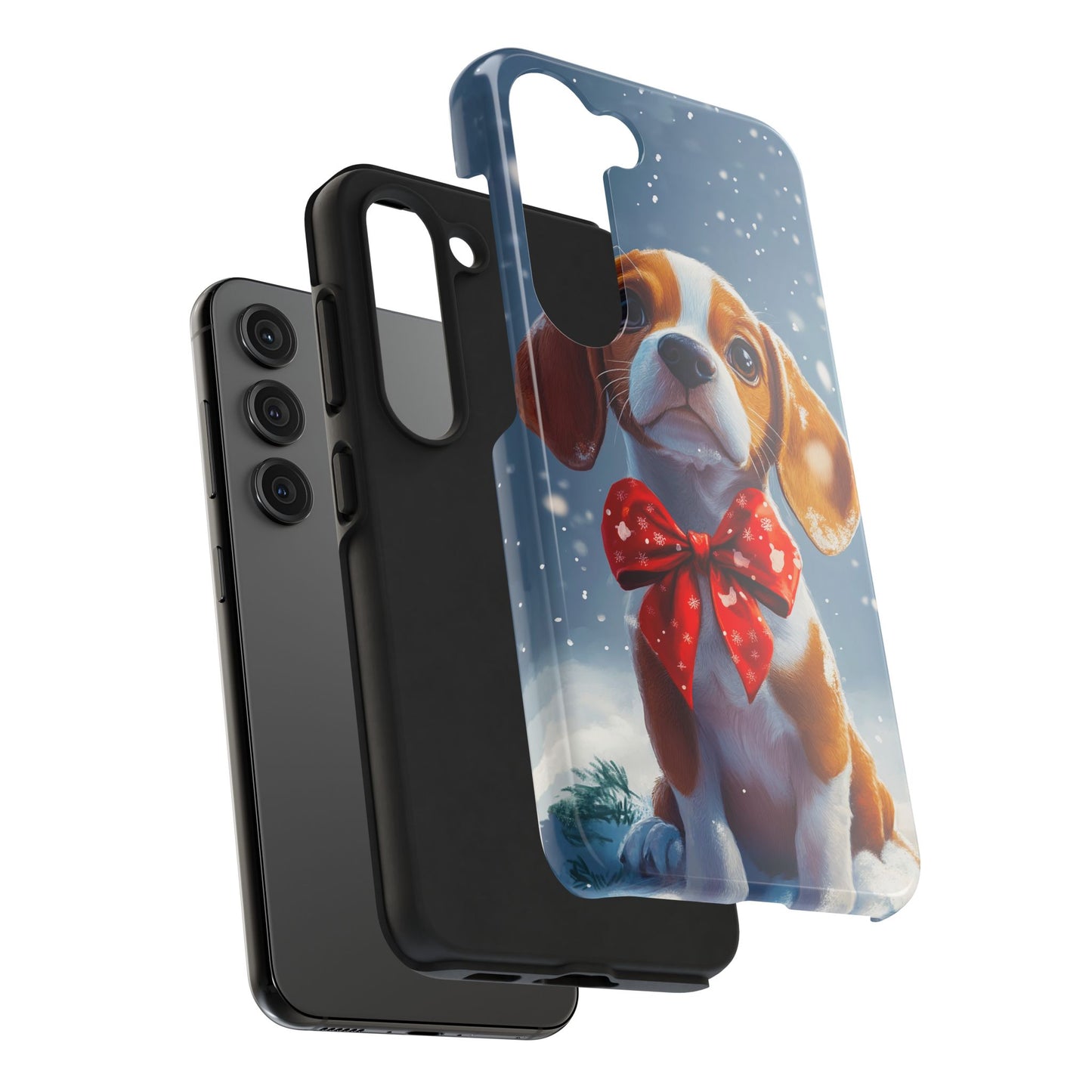 Snowy Cute Christmas Beagle Tough Phone Cases