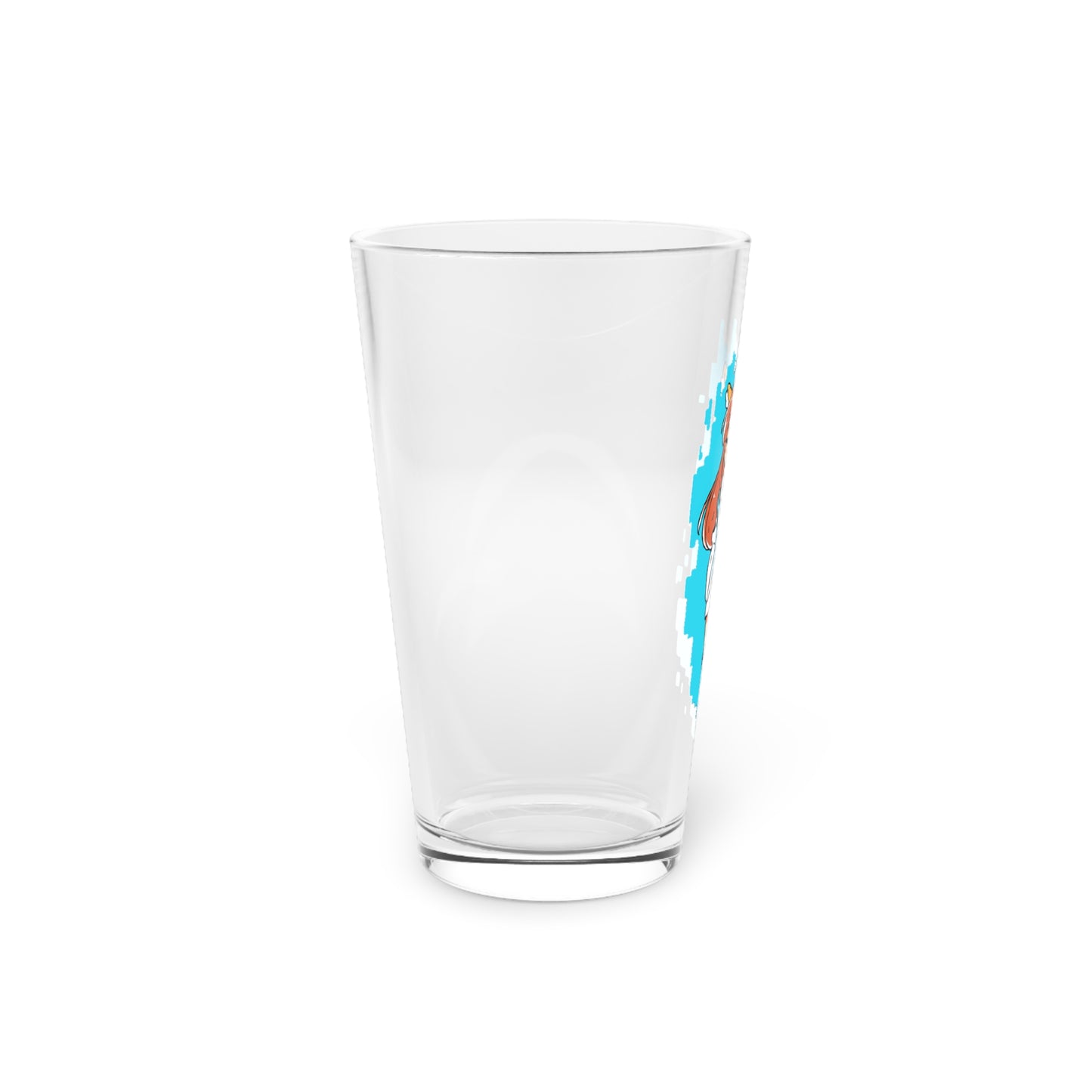 Charming Fox Girl - Cute & Sly Art on Light Blue Background - Anime Style - Pint Glass, 16oz