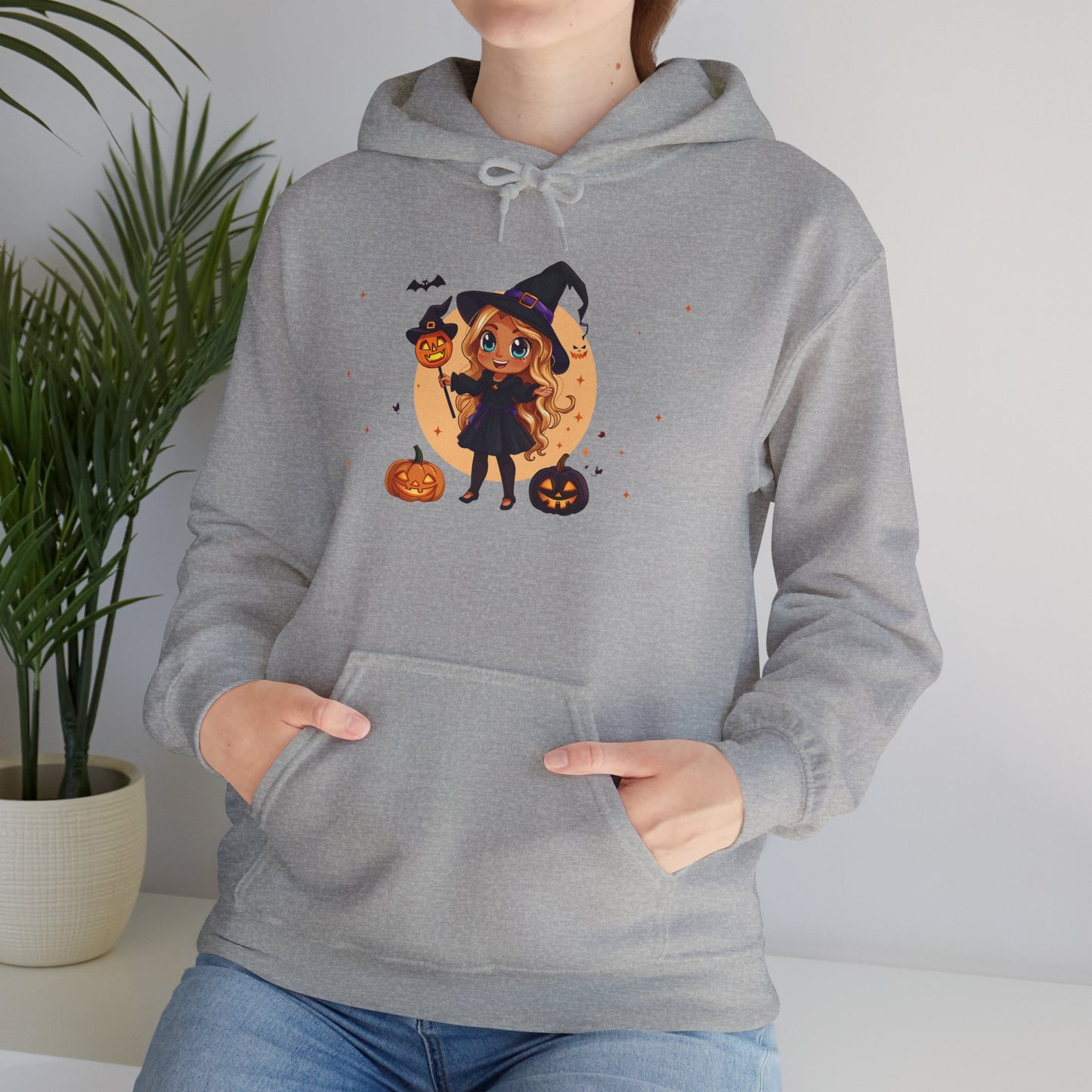 Cute Halloween Magician Girl Unisex Heavy Blend™ Hooded Sweatshirt