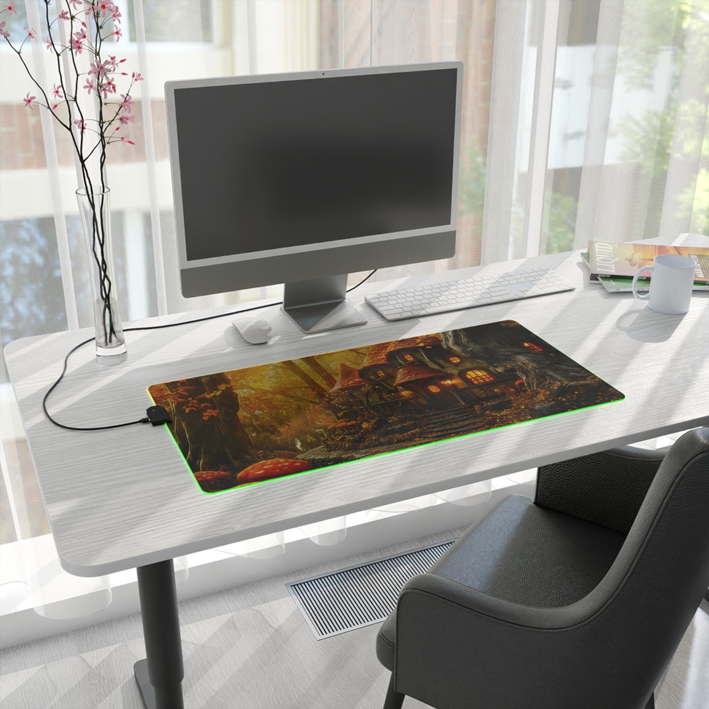 Autumn Forest Fantasy Inn LED Gaming Mouse Pad