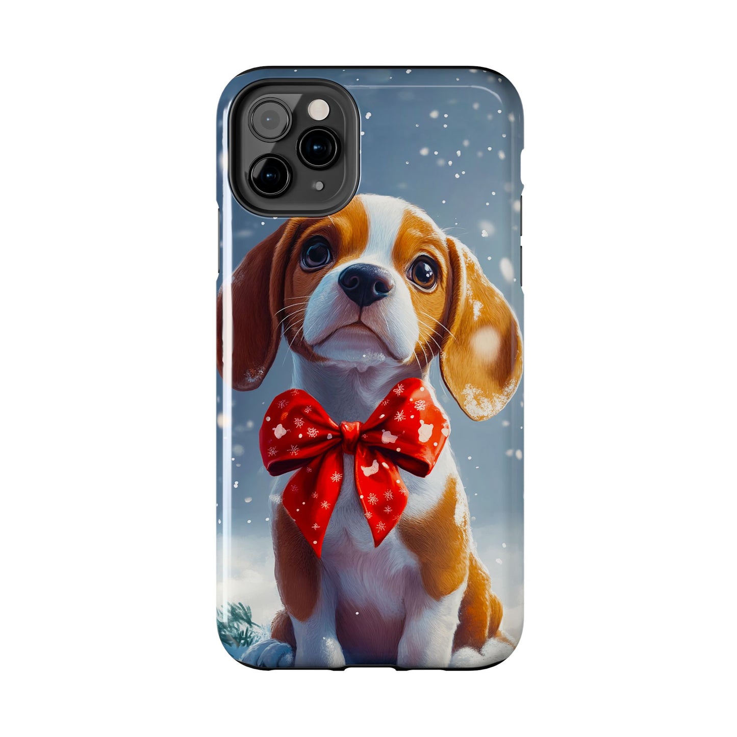 Snowy Cute Christmas Beagle Tough Phone Cases