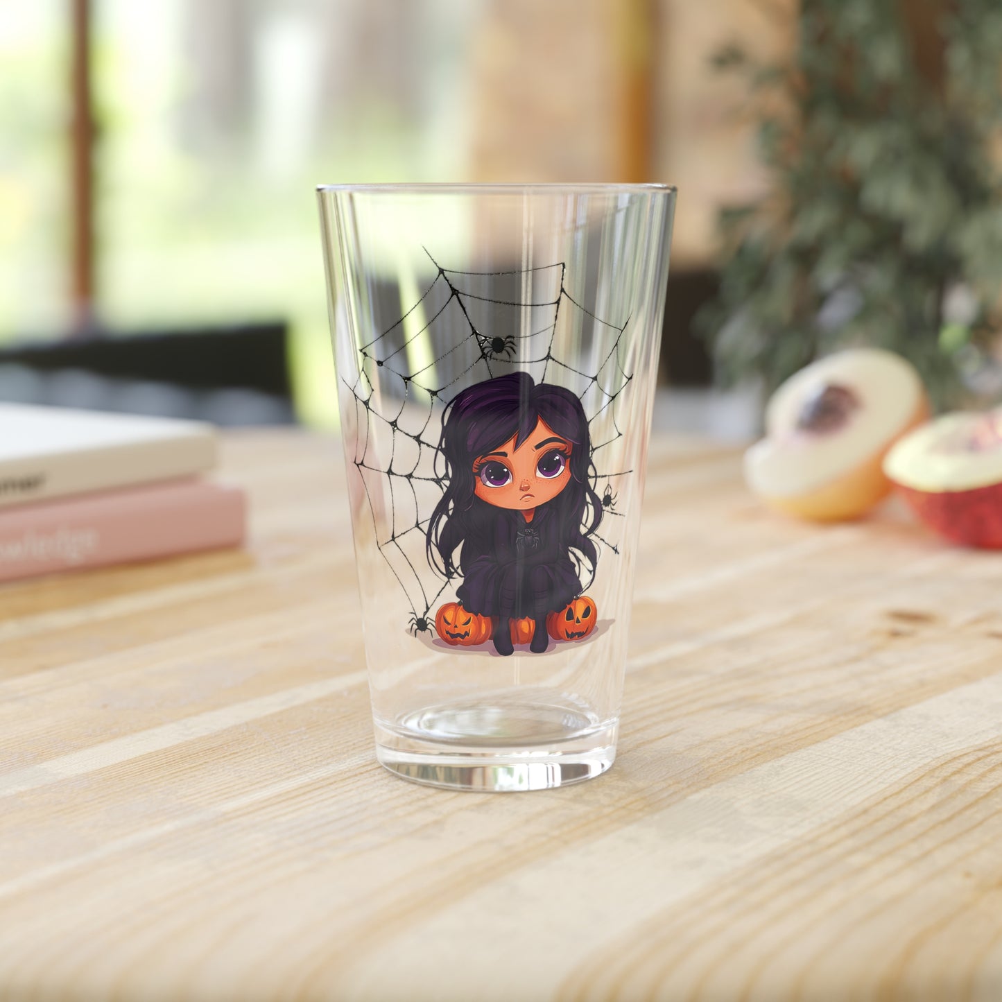 Cute Halloween Spider Costume Girl Pint Glass, 16oz