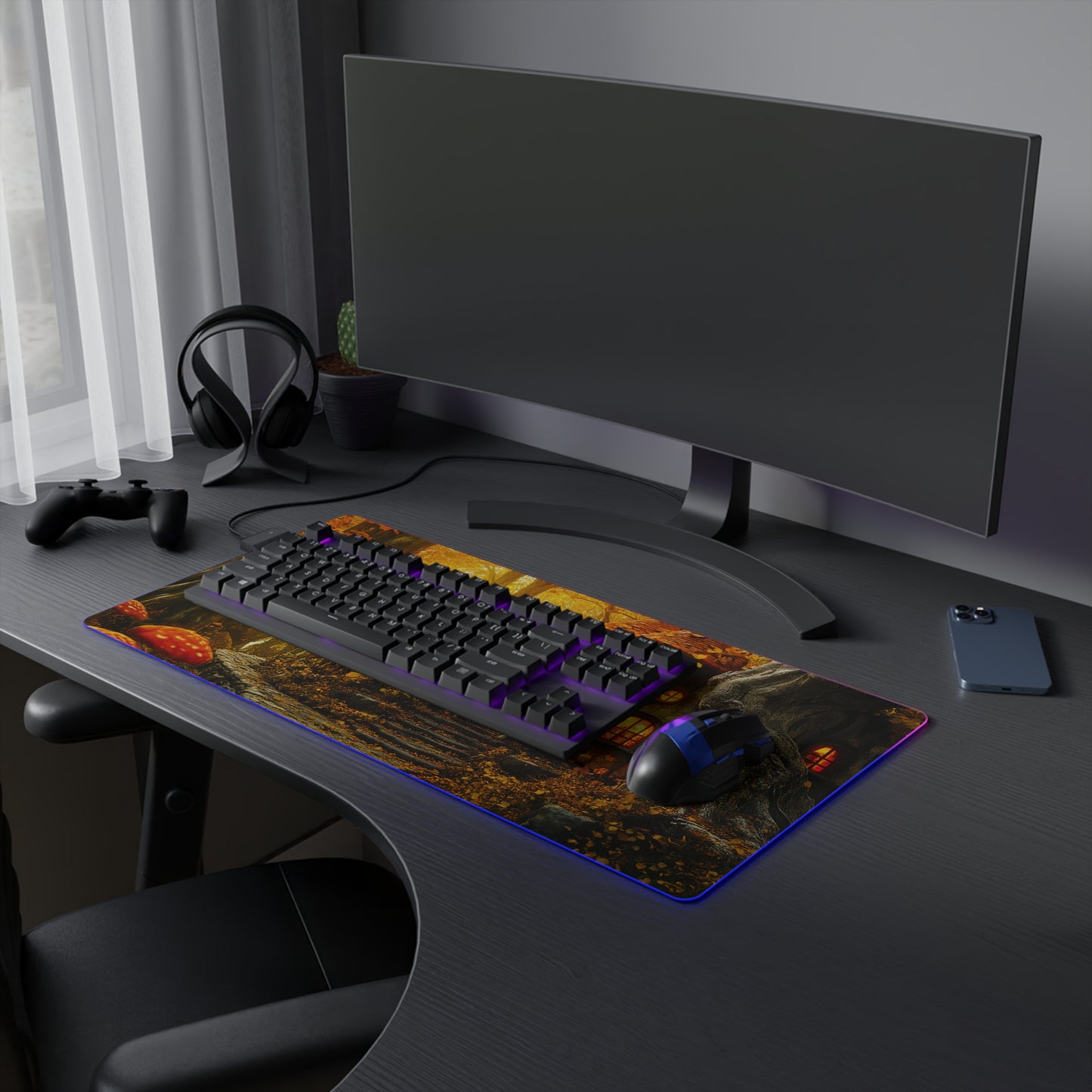 Autumn Forest Fantasy Inn LED Gaming Mouse Pad