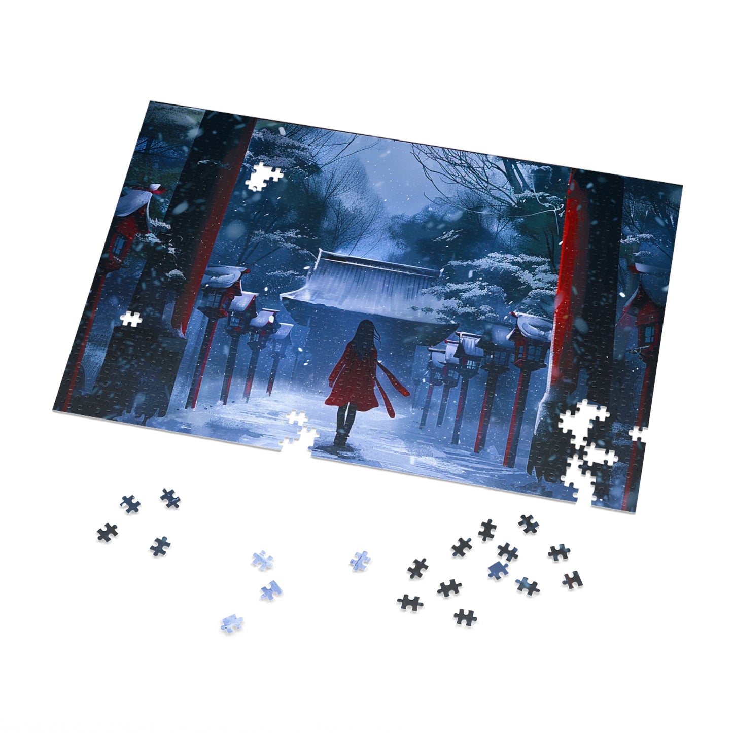 Japanese Snowy Shinto Shrine Girl Jigsaw Puzzle (30, 110, 252, 500,1000-Piece)