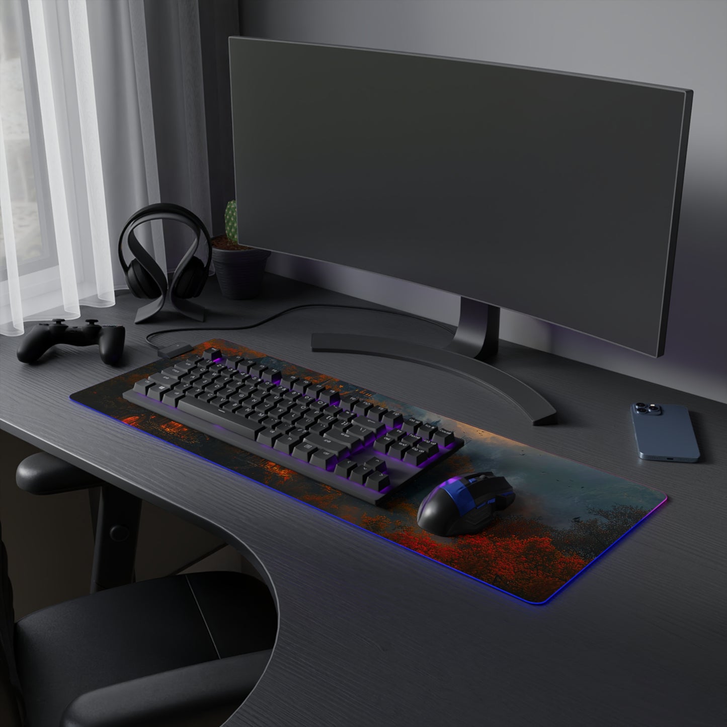 Autumn Fantasy Village LED Gaming Mouse Pad