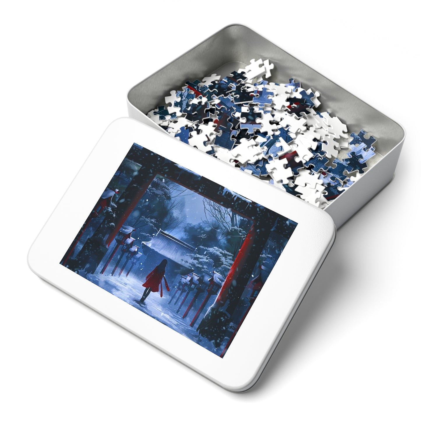 Japanese Snowy Shinto Shrine Girl Jigsaw Puzzle (30, 110, 252, 500,1000-Piece)